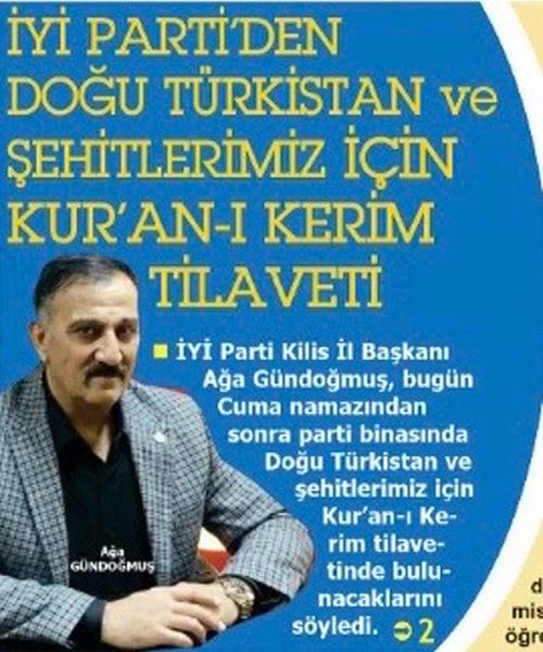 Kilis İyi Parti İl Başkanı Doğu Türkistanlı Türkmenler için mevlit okuttu